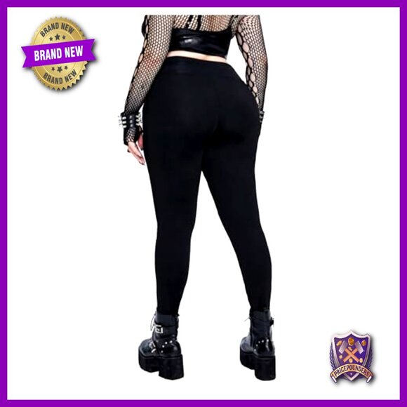 Plus Size High Waisted Leggings Patchwork Punk Contrast Gothic Pants - Picture 2 of 5